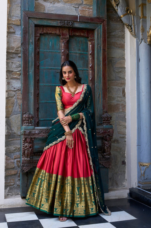 Adorable Narayan Pattu Zari Weaving Worked Lehenga Choli - ETHNICDEAL