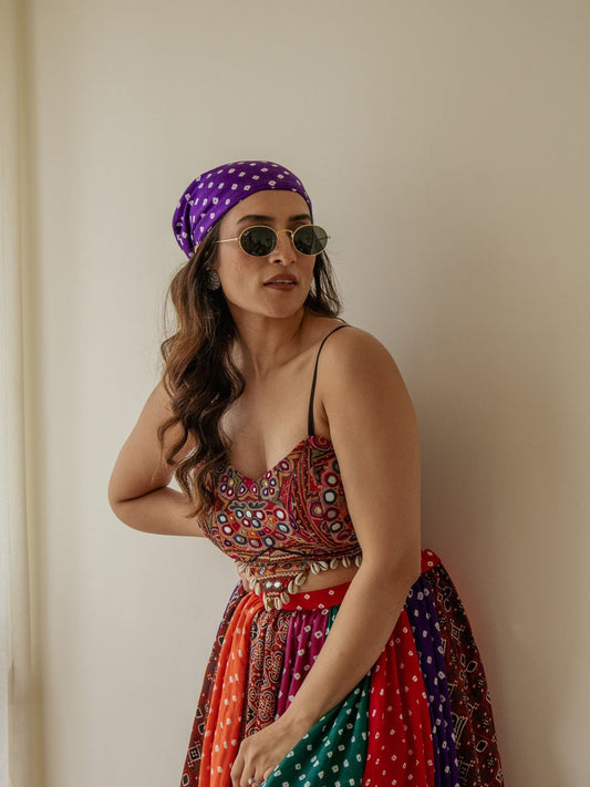 Premium Boutique Navratri Special Multicolored Faux Georgette Lehenga Choli - ETHNICDEAL