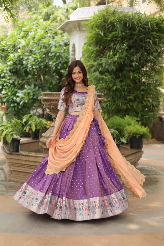 Exquisite Jacquard Meena Weaving Worked Lehenga Choli Set - Ethnicwish