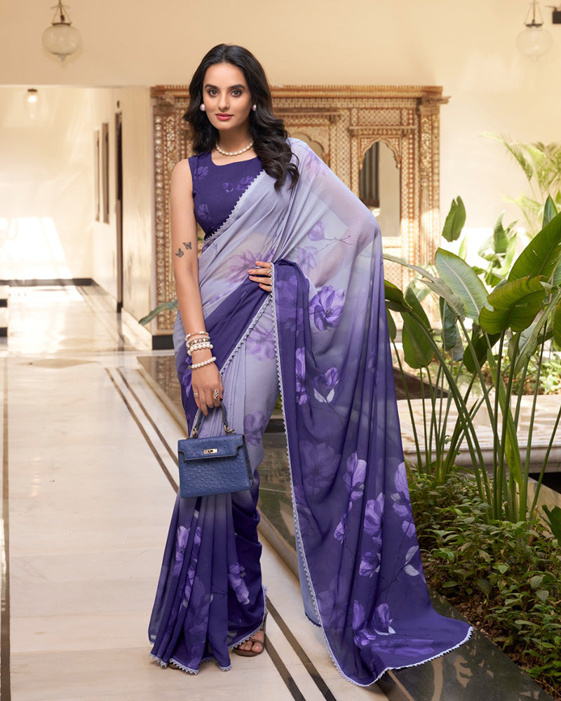 Lavender Color Weightless Marble Saree - ETHNICDEAL
