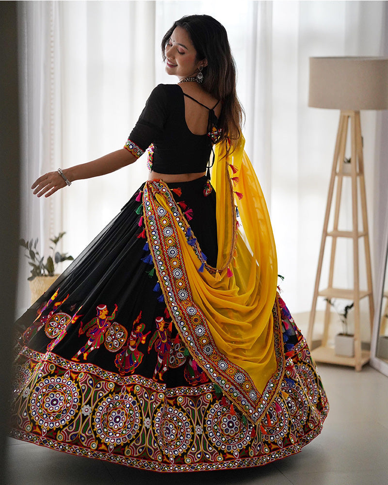 Black Color Georgette Navratri Lehenga Choli - ETHNICDEAL