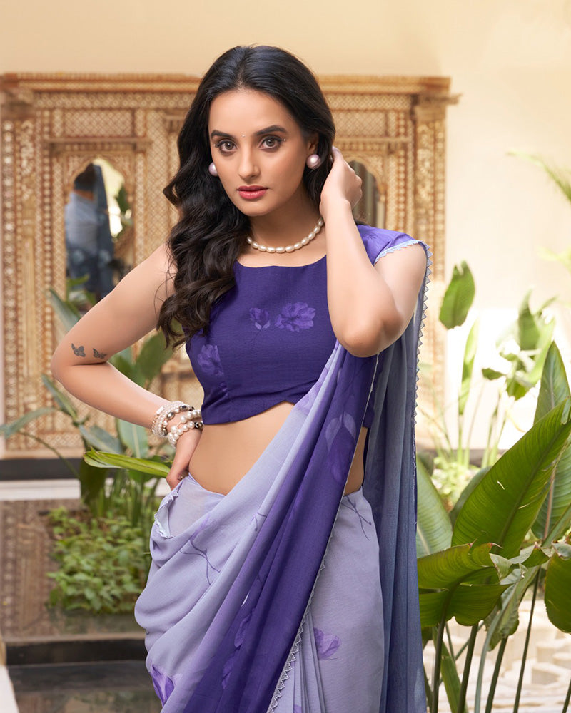 Lavender Color Weightless Marble Saree - ETHNICDEAL