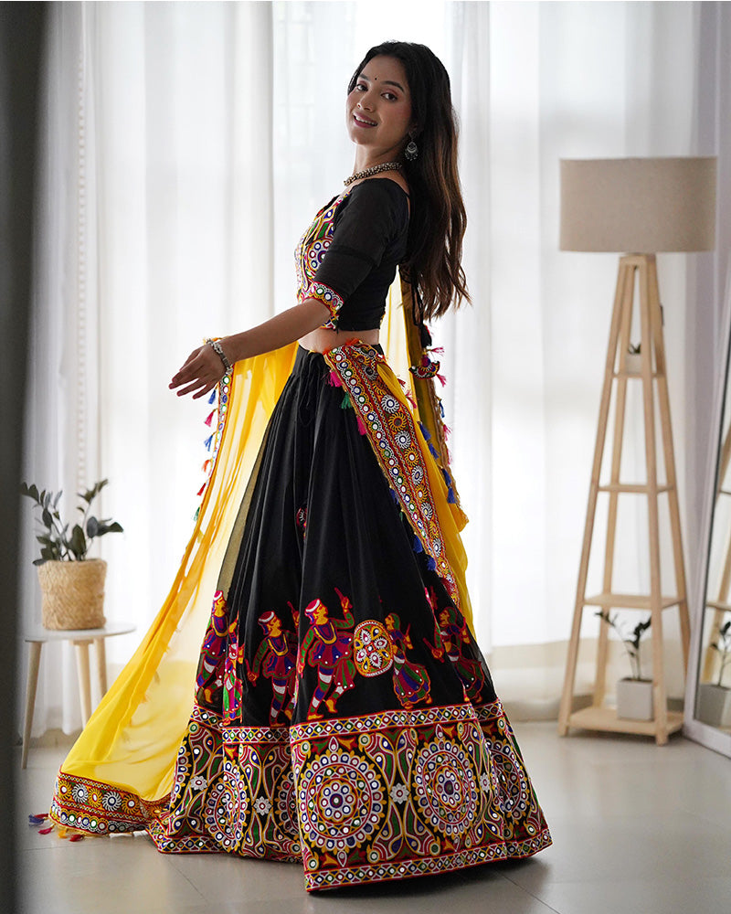 Black Color Georgette Navratri Lehenga Choli - ETHNICDEAL