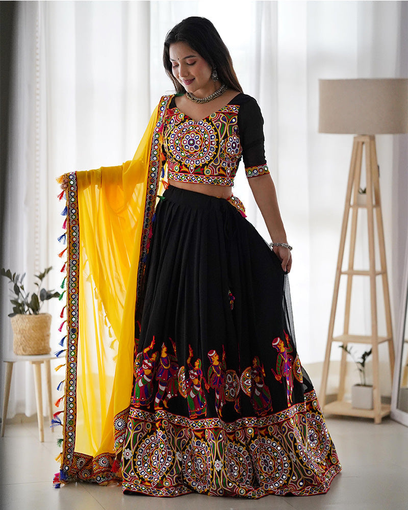 Black Color Georgette Navratri Lehenga Choli - ETHNICDEAL