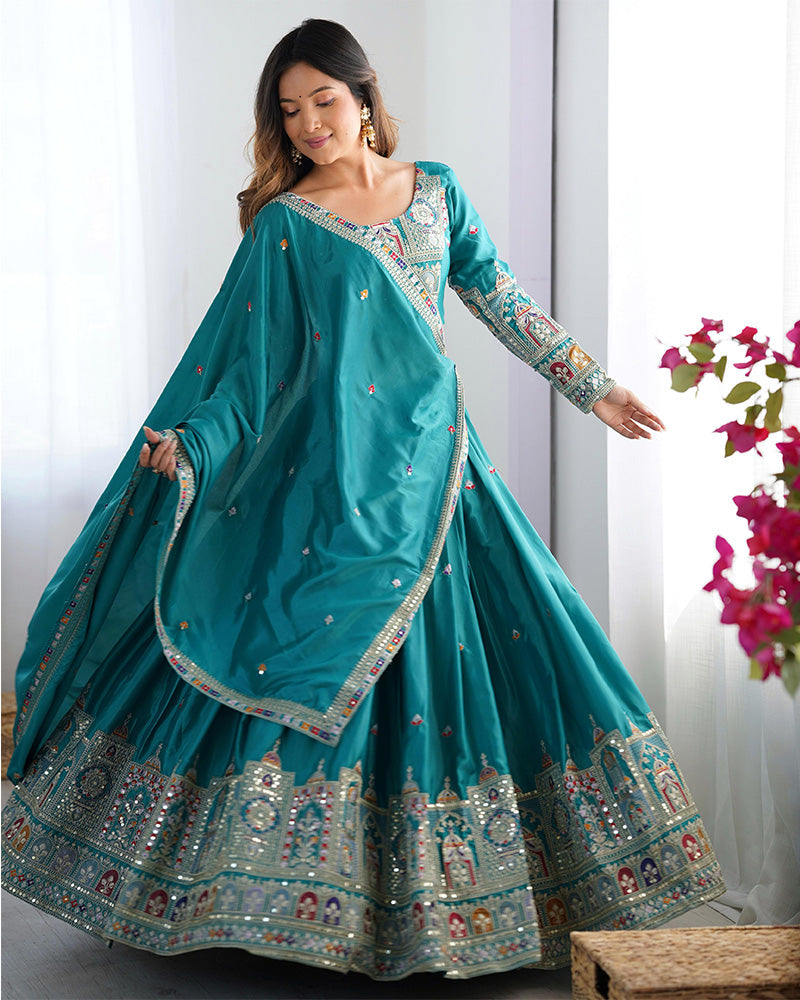 Bottle Green Color Natural Crepe Silk Lehenga Choli - ETHNICDEAL