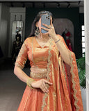 Rust Orange Color Fendi Pastel Lehenga Choli - ETHNICDEAL