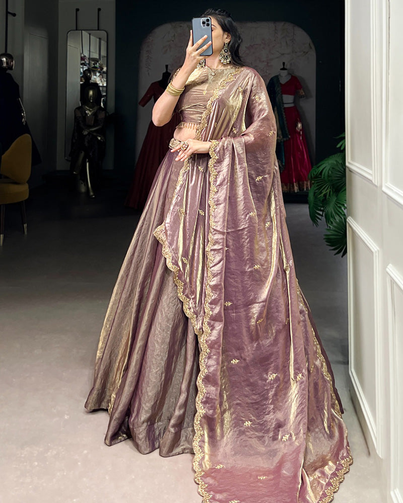 Lavender Color Fendi Pastel Lehenga Choli - ETHNICDEAL