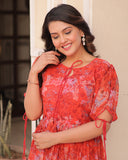 Orange Color Georgette Printed Gown - ETHNICDEAL