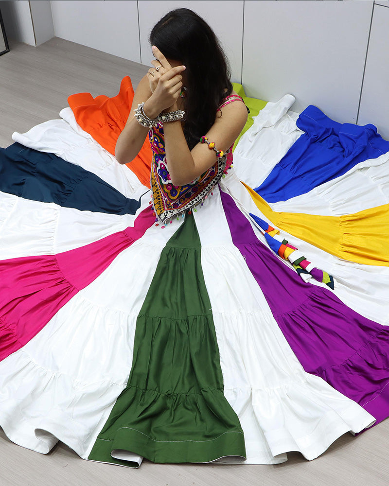 Colorful Multicolor Navratri Special Lehenga Choli with Vibrant Embroidery - ETHNICDEAL