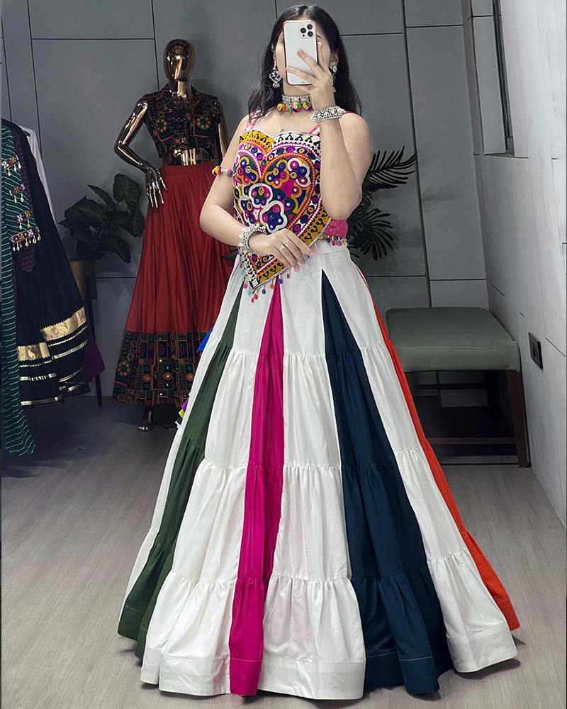 Colorful Multicolor Navratri Special Lehenga Choli with Vibrant Embroidery - ETHNICDEAL