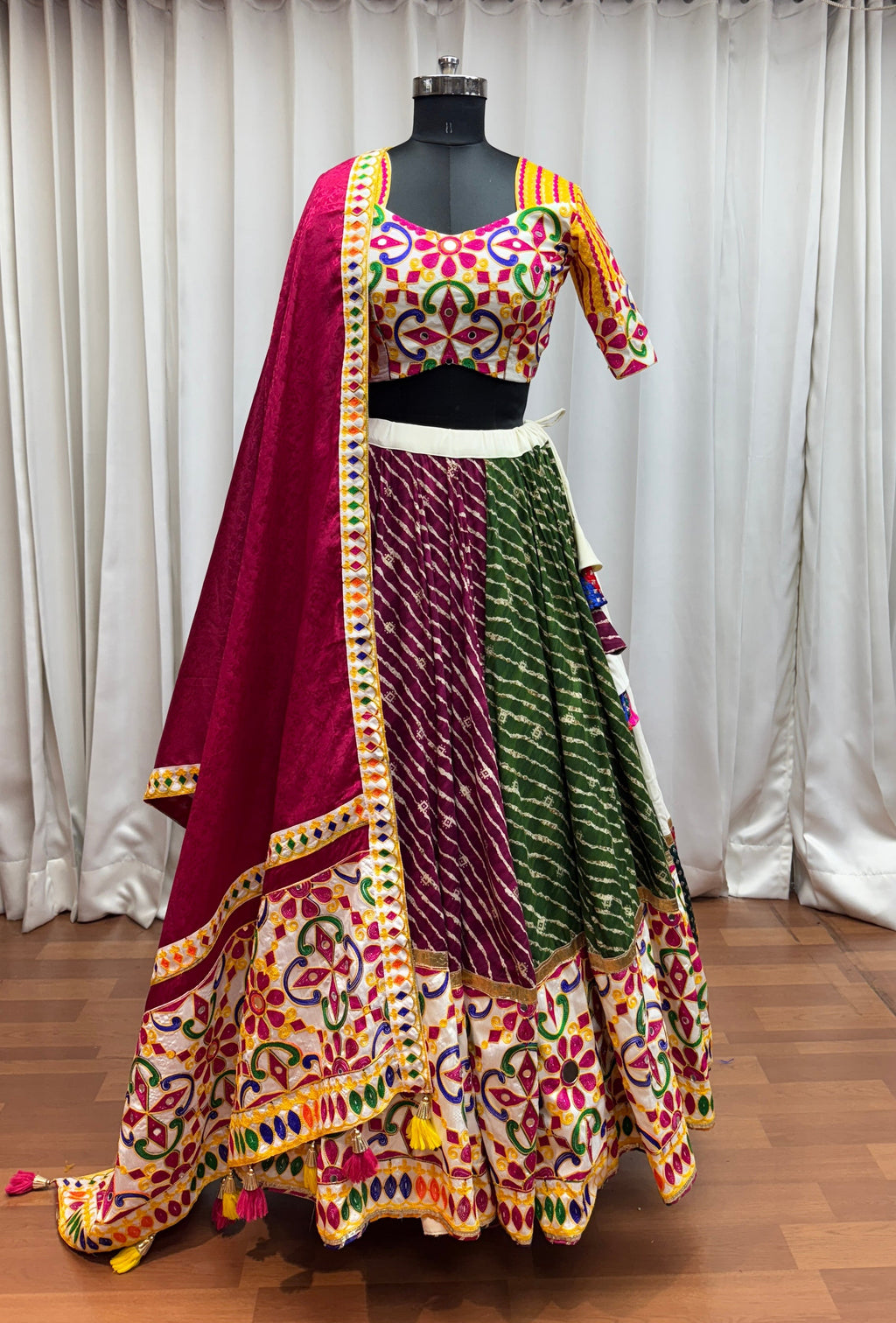 Navratri Designer Beautiful Tread Embroidered With Mirror Work Lehenga Choli - ETHNICDEAL