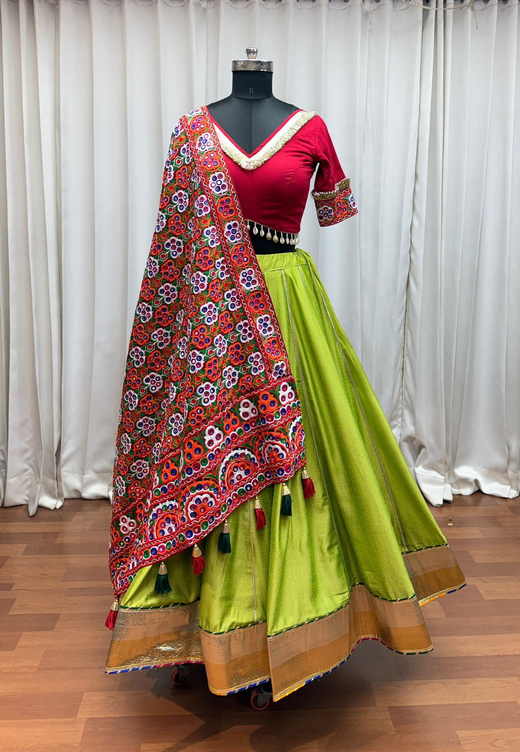 Fluorescent Green Stylish Designer Navratri Special Lehenga Choli - ETHNICDEAL