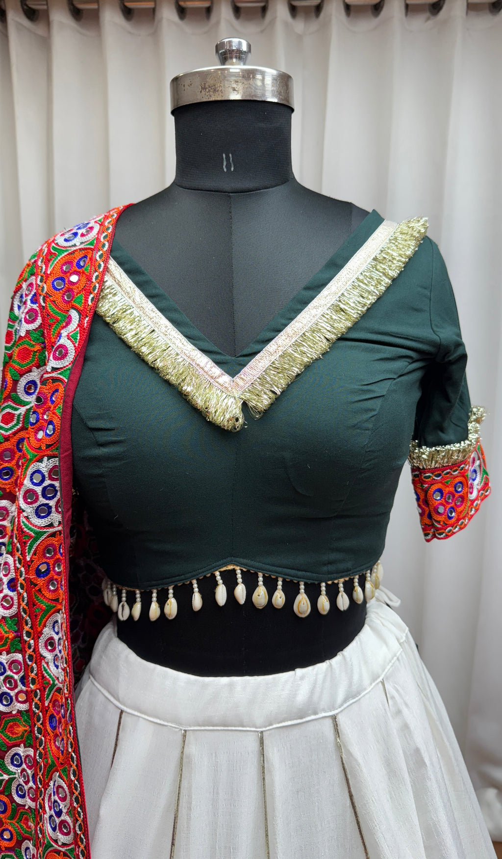 Beautiful White Designer Silk Navratri Special Lehenga Choli Set - ETHNICDEAL