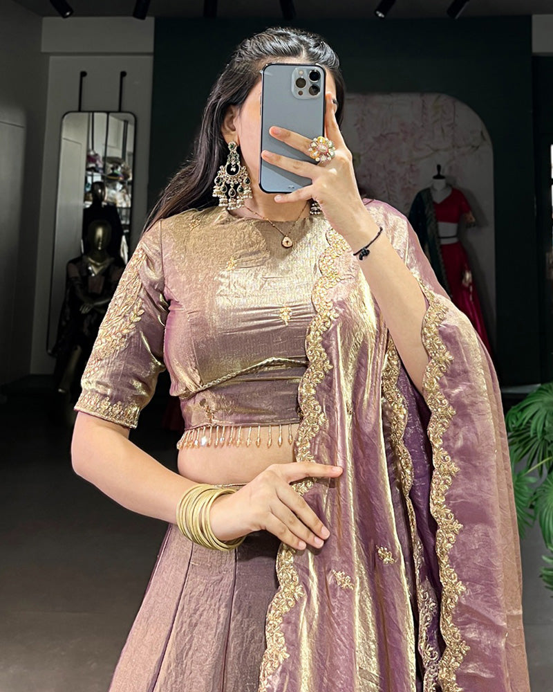 Lavender Color Fendi Pastel Lehenga Choli - ETHNICDEAL