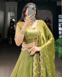 Mehndi Color Fendi Pastel Lehenga Choli - ETHNICDEAL