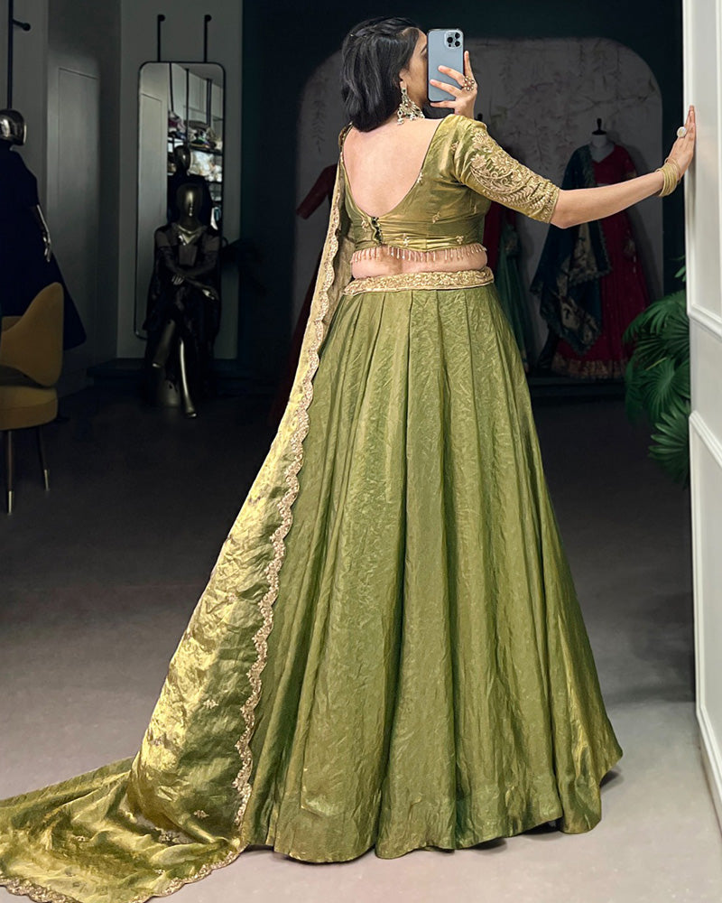 Mehndi Color Fendi Pastel Lehenga Choli - ETHNICDEAL