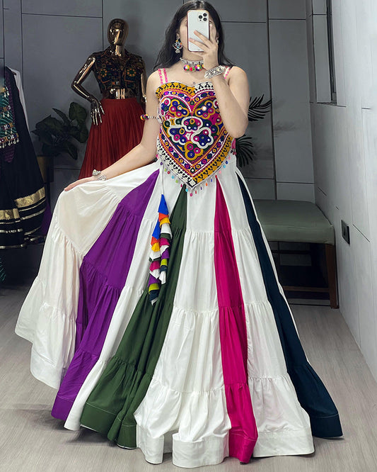 Colorful Multicolor Navratri Special Lehenga Choli with Vibrant Embroidery - ETHNICDEAL