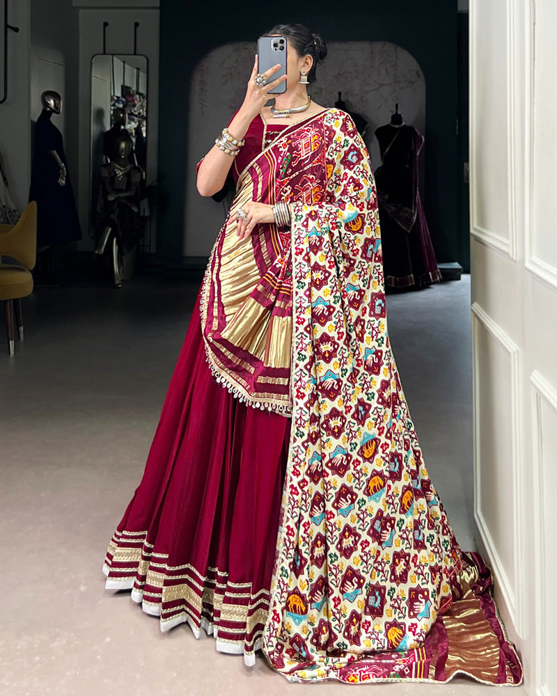Maroon Color Georgette Silk Navratri Lehenga Choli - ETHNICDEAL