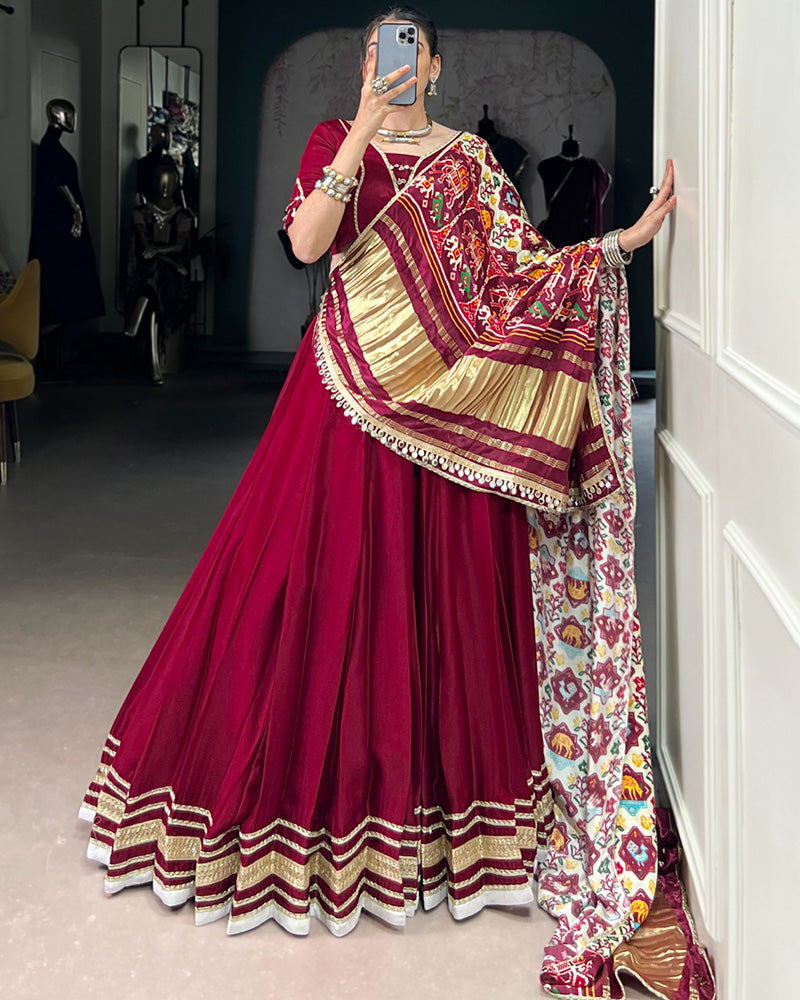 Maroon Color Georgette Silk Navratri Lehenga Choli - ETHNICDEAL