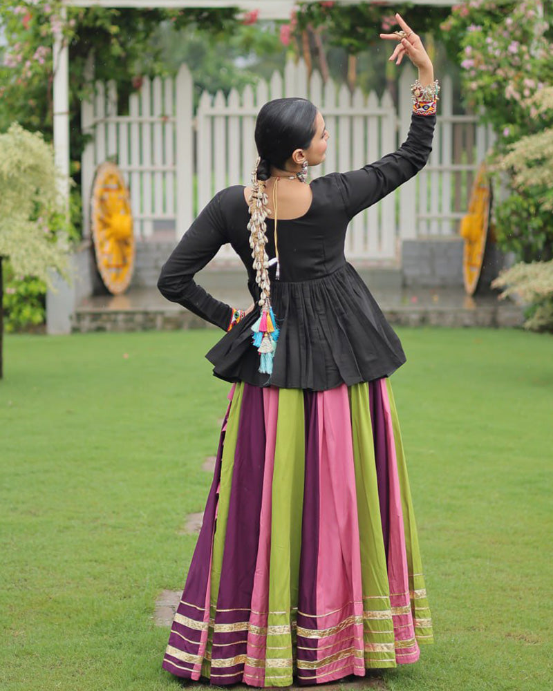 Pink Wine Color Pure Cotton Navratri Lehenga Choli - ETHNICDEAL