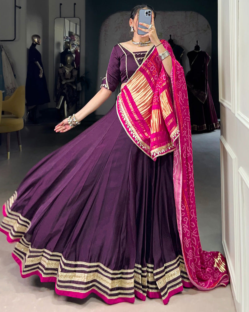 Purple Color Georgette Silk Navratri Lehenga Choli - ETHNICDEAL