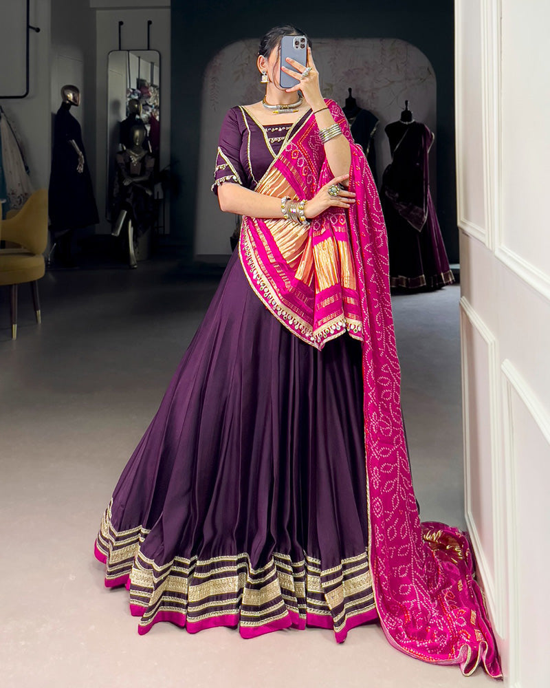Purple Color Georgette Silk Navratri Lehenga Choli - ETHNICDEAL