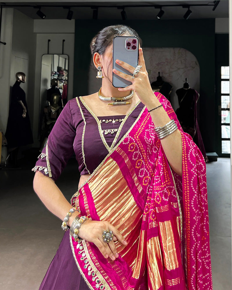 Purple Color Georgette Silk Navratri Lehenga Choli - ETHNICDEAL