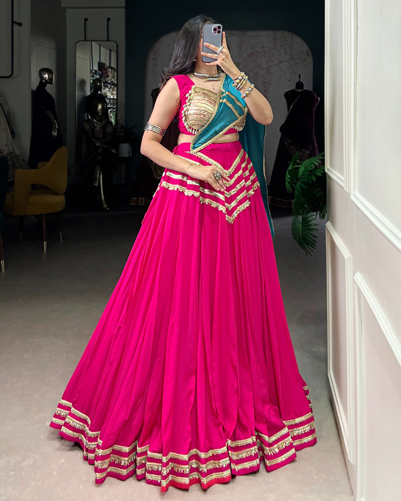 Traditional Pink Color Pure Rayon Lehenga Choli - ETHNICDEAL