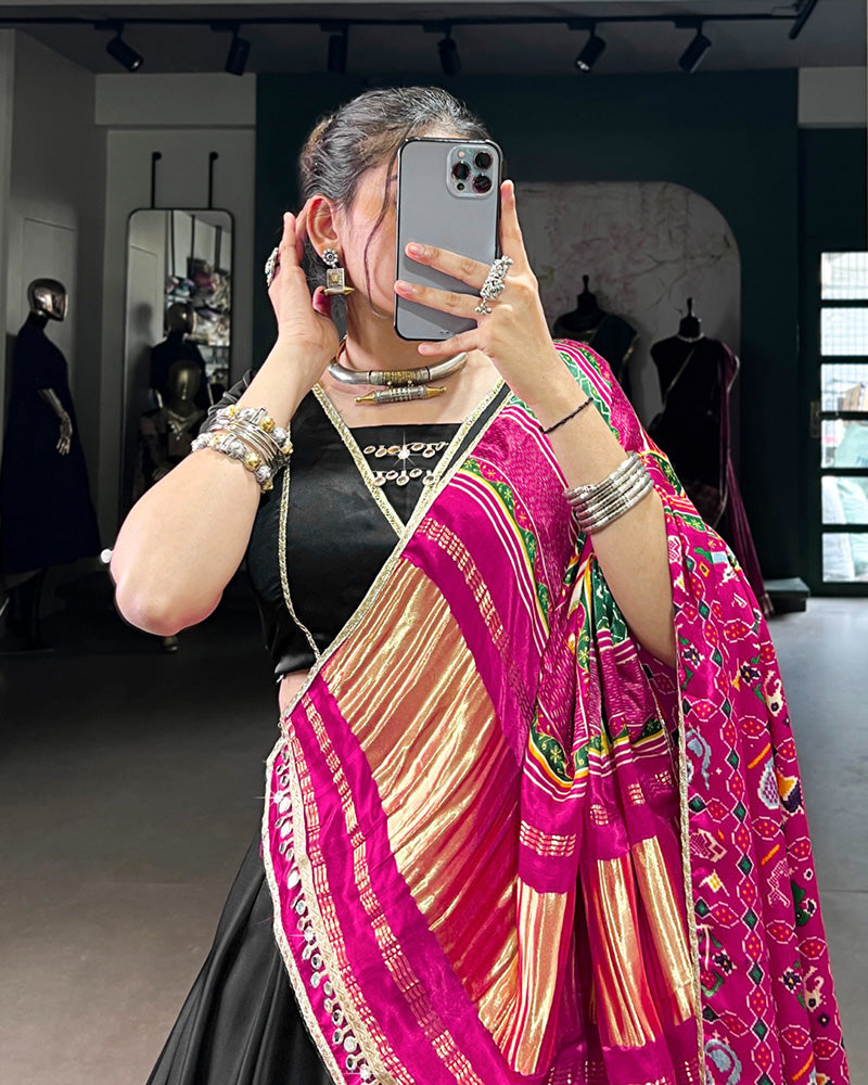 Black Color Georgette Silk Navratri Lehenga Choli - ETHNICDEAL