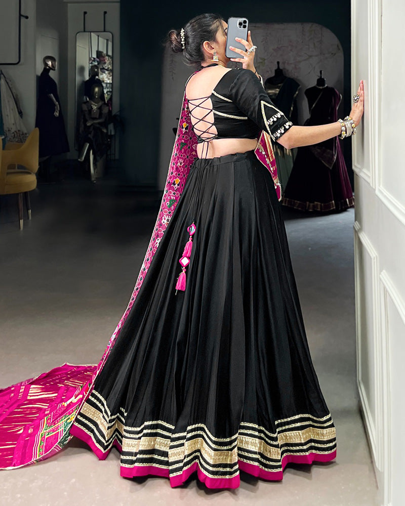 Black Color Georgette Silk Navratri Lehenga Choli - ETHNICDEAL