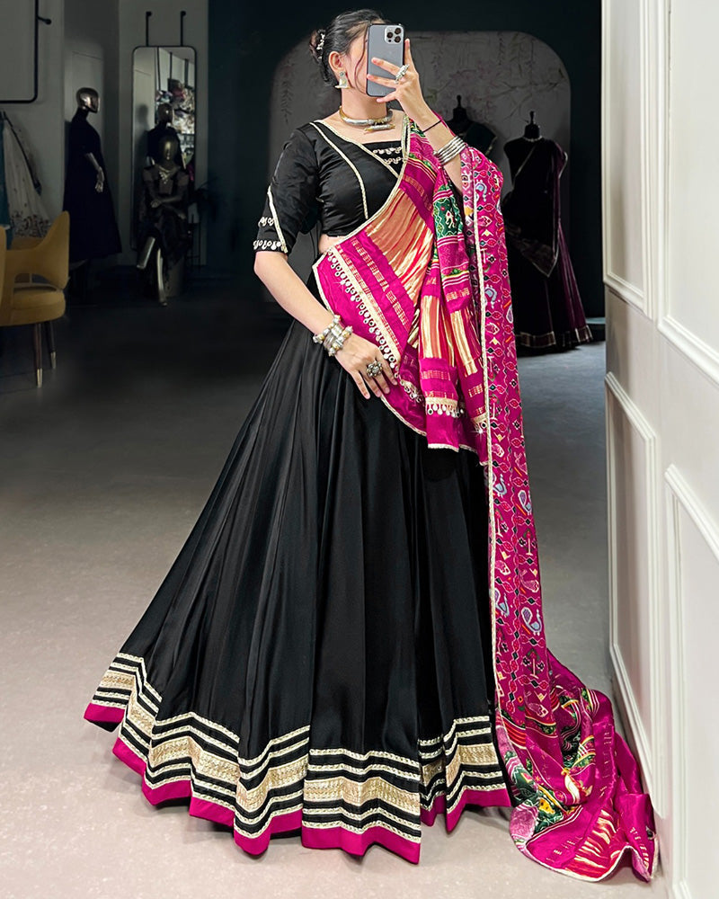 Black Color Georgette Silk Navratri Lehenga Choli - ETHNICDEAL