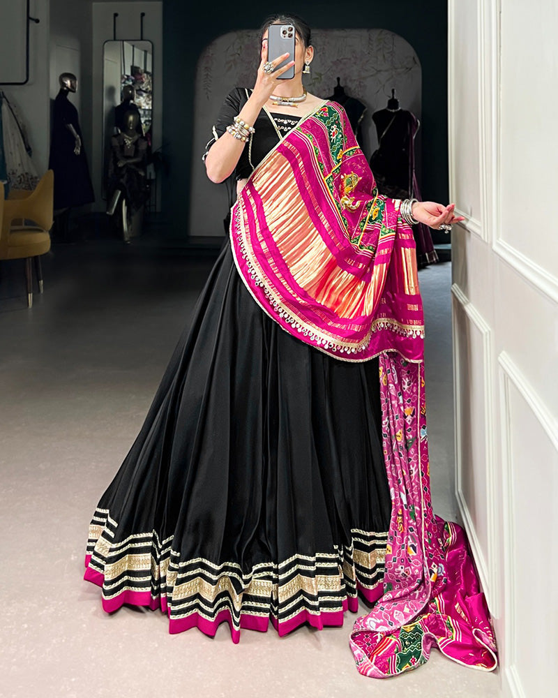 Black Color Georgette Silk Navratri Lehenga Choli - ETHNICDEAL