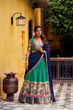Poly Chanderi Kalamkari Printed Zari Weaving Work Premium Lehenga Choli - ETHNICDEAL