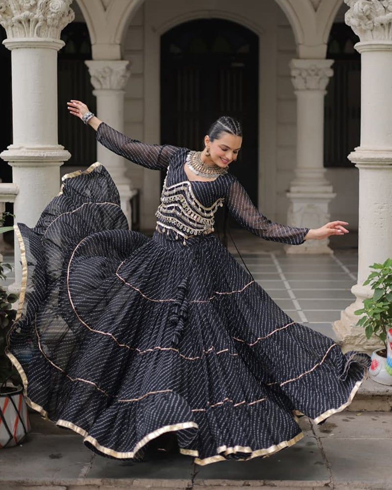 Black Color Soft Georgette Navratri Lehenga Choli - ETHNICDEAL