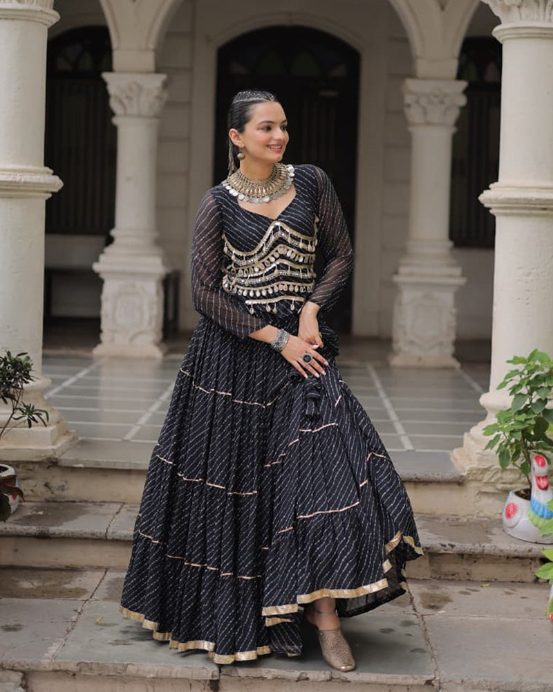 Black Color Soft Georgette Navratri Lehenga Choli - ETHNICDEAL