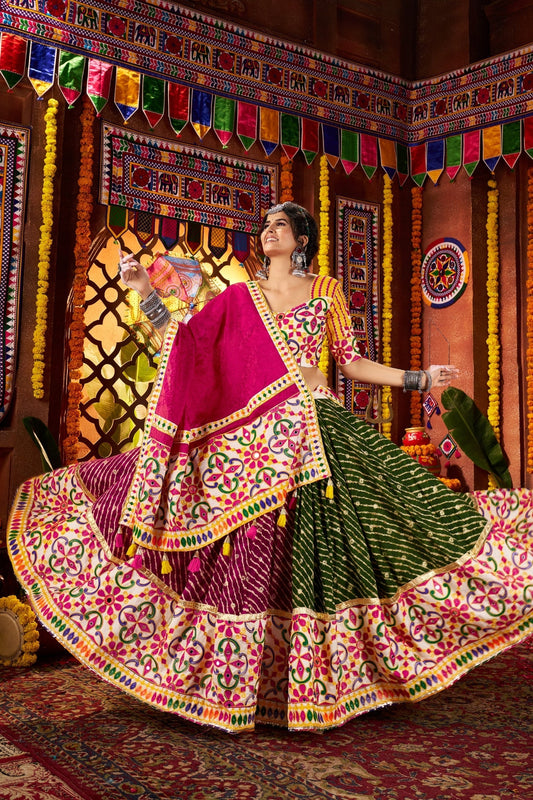 Navratri Designer Beautiful Tread Embroidered With Mirror Work Lehenga Choli - ETHNICDEAL