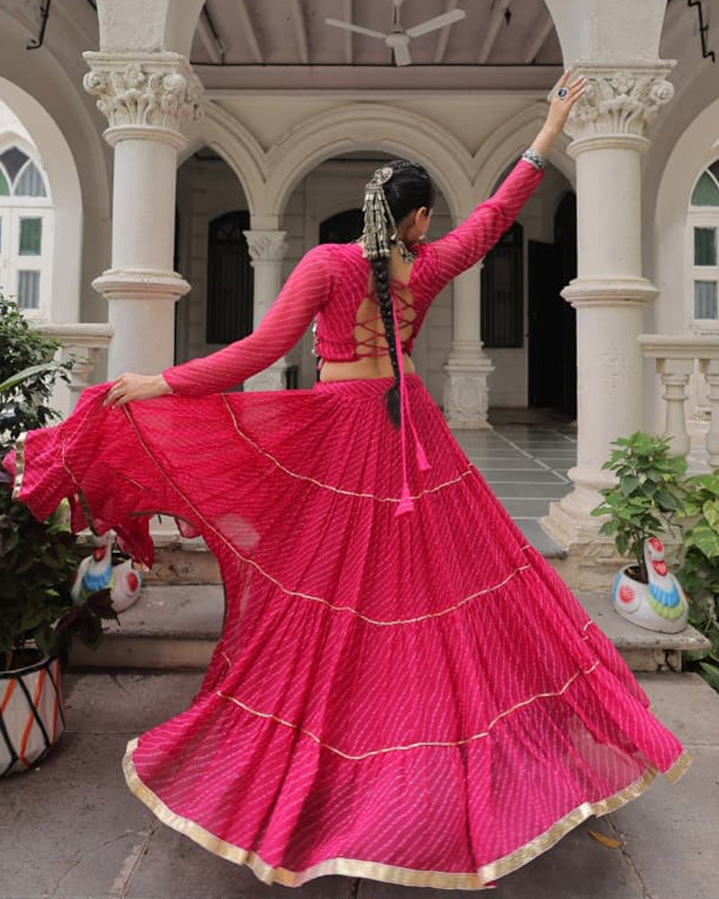 Rani Pink Color Soft Georgette Navratri Lehenga Choli - ETHNICDEAL