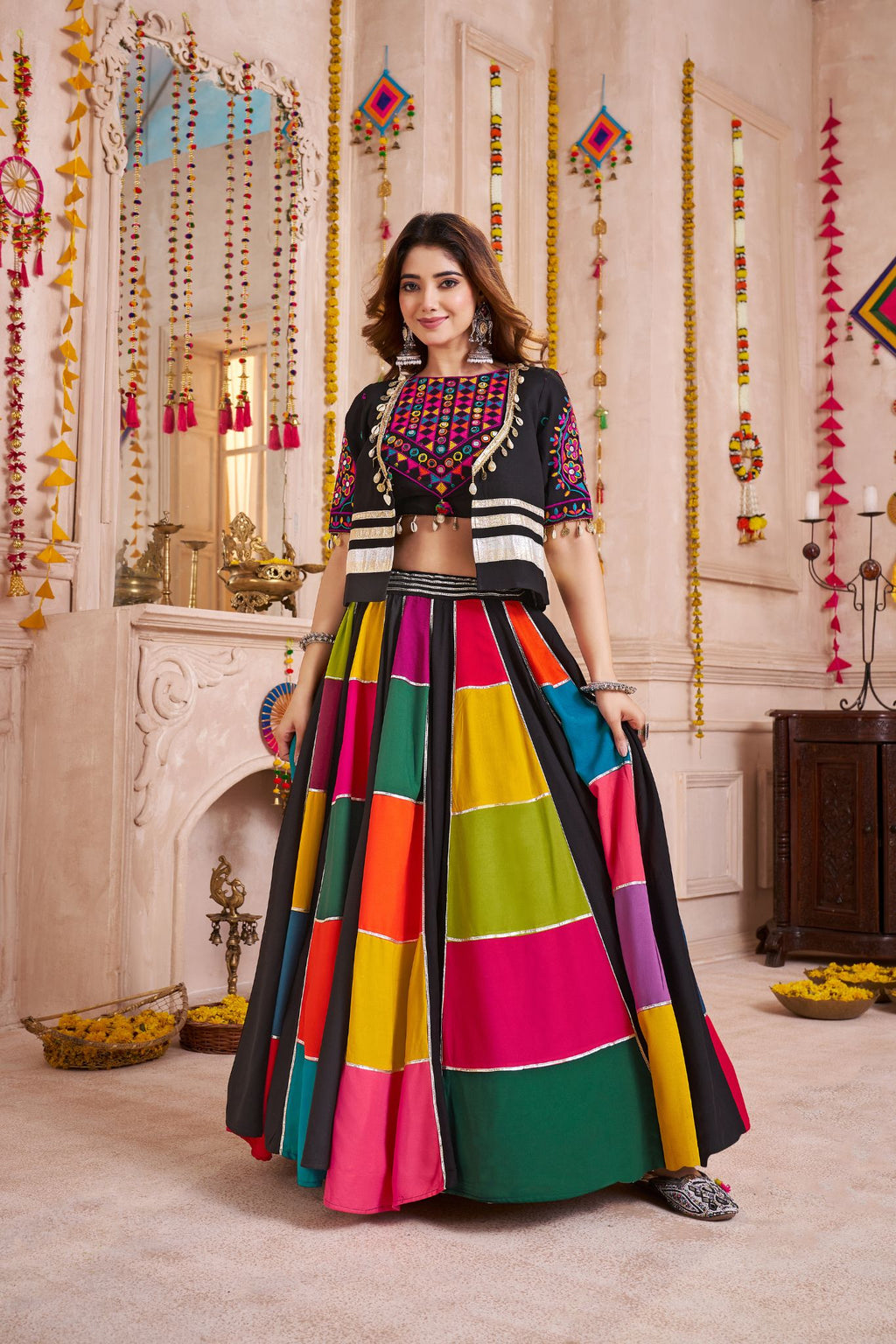 Graceful Black Stylish Designer Navaratri Lehenga Choli - ETHNICDEAL
