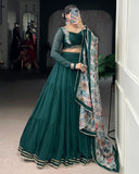 Traditional Green Color Marble Navratri Lehenga Choli - ETHNICDEAL