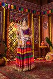Multi Color Muslin Designer Stunning Print With Mirror Work Navratri Lehenga Choli - ETHNICDEAL