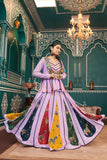 Lavender Embroidered With Mirror Work Designer Navratri Readymade Lehenga Choli - ETHNICDEAL