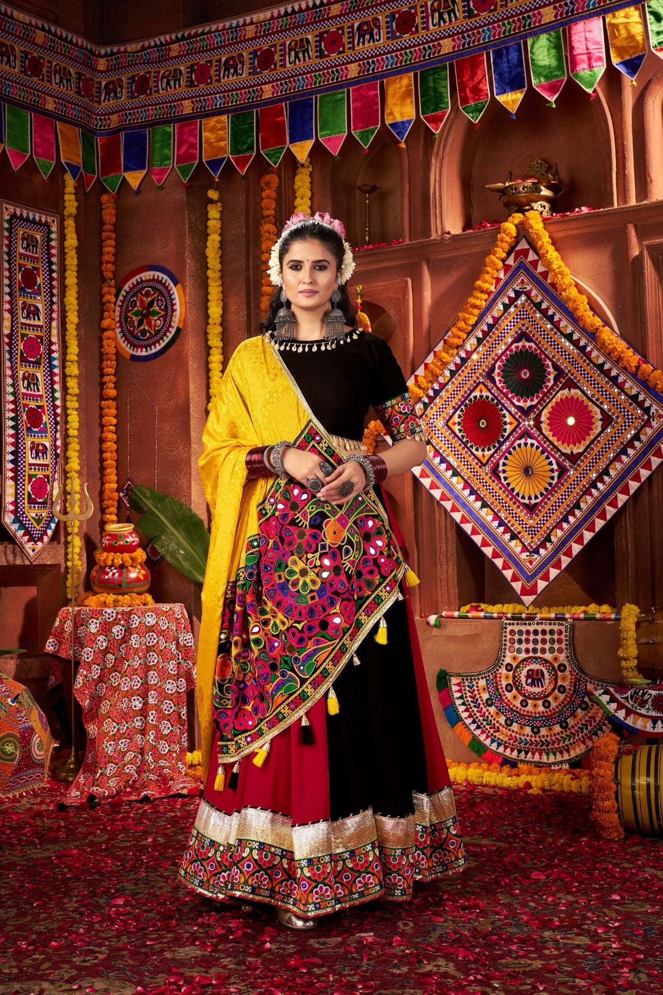 Multi Color Designer Viscose Cotton Traditional Navratri Special Lehenga Choli - ETHNICDEAL