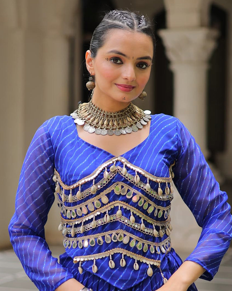 Blue Color Soft Georgette Navratri Lehenga Choli - ETHNICDEAL