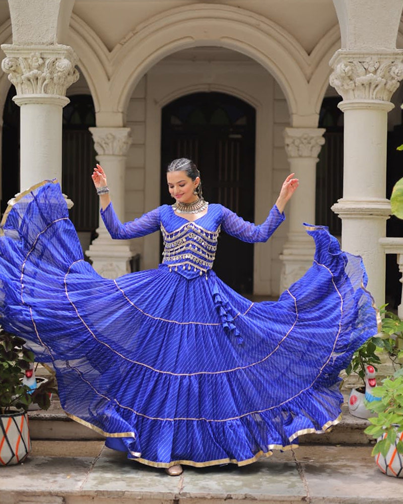 Blue Color Soft Georgette Navratri Lehenga Choli - ETHNICDEAL