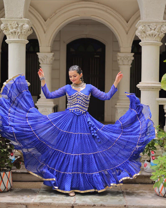 Blue Color Soft Georgette Navratri Lehenga Choli - ETHNICDEAL