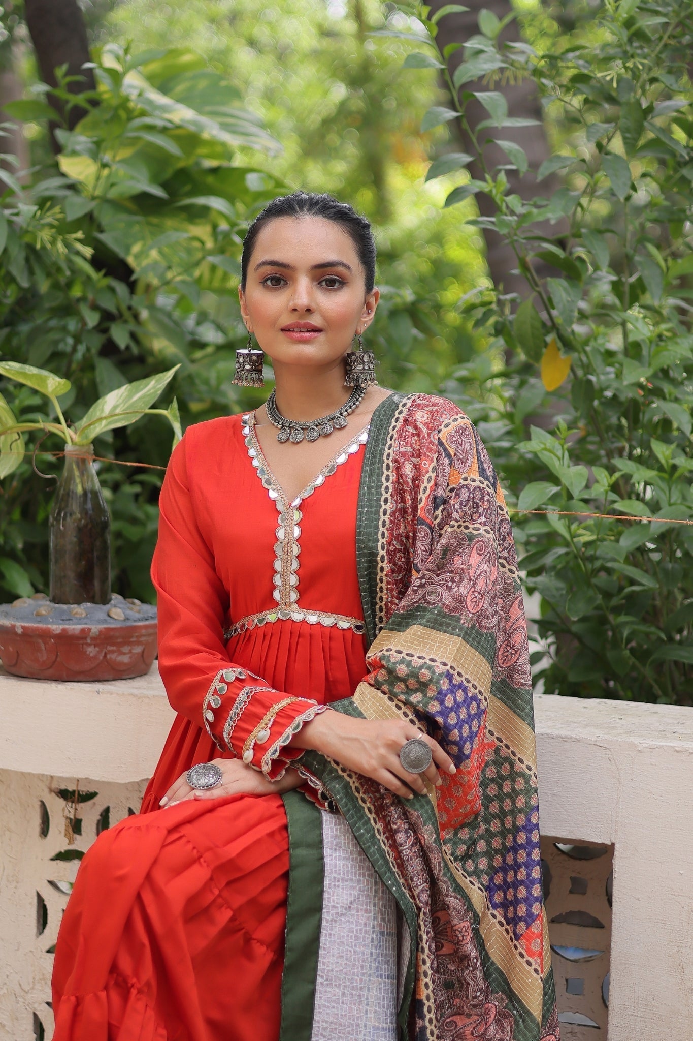 Beautiful Frill Stitching Designer Festival And Wedding Gown And Dupatta Set - ETHNICDEAL