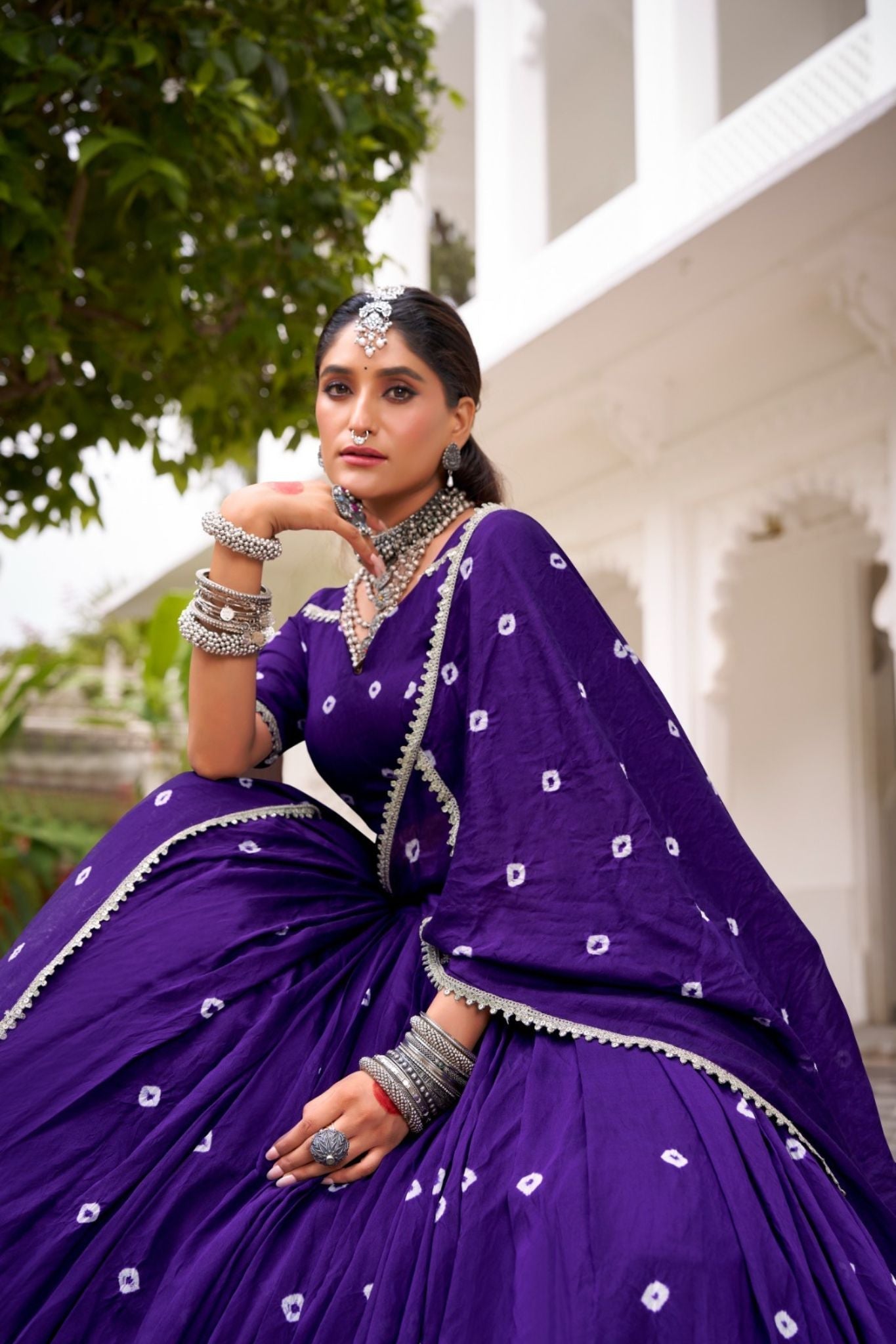 Traditional Bandhej Print Pure Chanderi Beautiful lehenga Choli - ETHNICDEAL