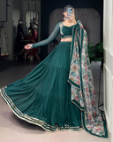 Traditional Green Color Marble Navratri Lehenga Choli - ETHNICDEAL
