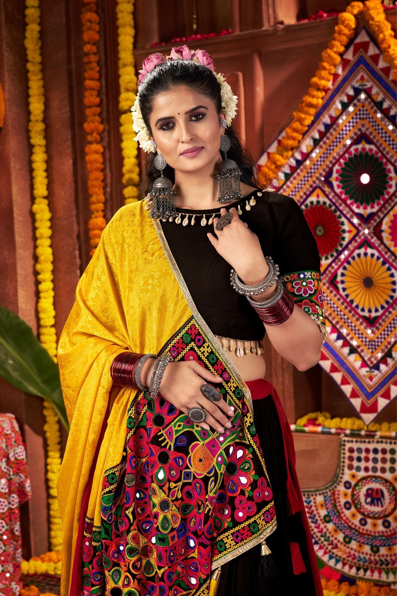 Multi Color Designer Viscose Cotton Traditional Navratri Special Lehenga Choli - ETHNICDEAL