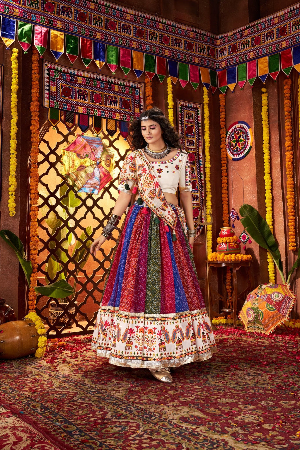 Multi Color Traditional Designer Navratri Special Lehenga Choli - ETHNICDEAL